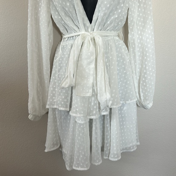 Lioness Legendary Lovers White Swiss Dot Long Sleeve
Deep V Tie Waist Dress - Picture 8 of 16